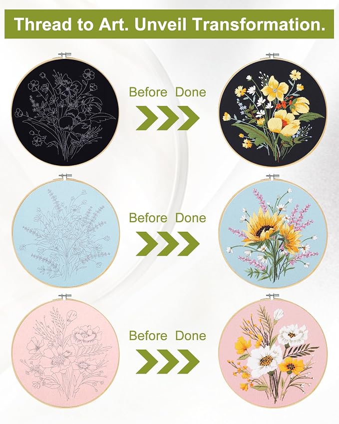 Santune 3 Pack Flower Embroidery Kit - Image 7