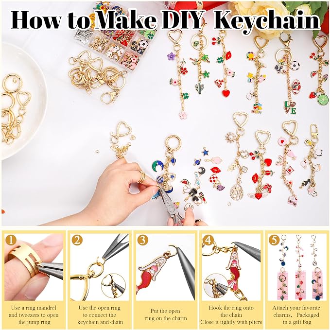Riwiuue 668Pcs Lip Gloss Keychain Making Kit, DIY Charms Key Chain Kit - Image 4
