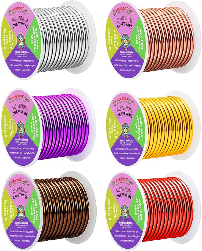 Mandala Crafts 8 GA Purple Brown Red Assorted Anodized Aluminum Craft Wire | by MandalaCrafts