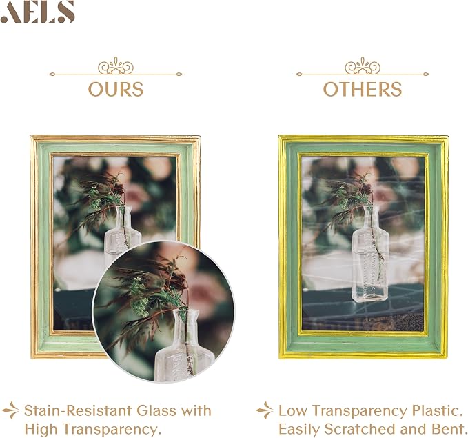 AELS 5x7 Inch Vintage Picture Frame, Elegant Antique Photo Frames - Image 3