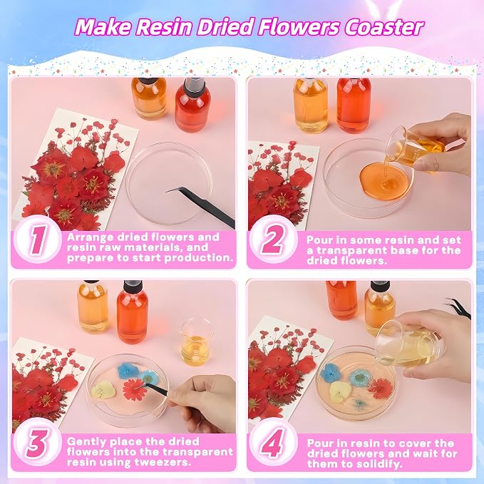 4 Packs Dried Pressed Flowers for Resin, Natural Dried Flowers for Crafts - Image 4