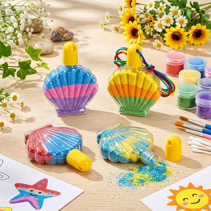 ZAVOOS 50 Pack Sand Art Bottles, Shell Shaped Plastic Craft Collection Bottle - Image 5