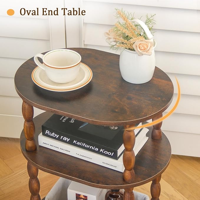 MaxSmeo Side Table with Charging Station, 3-Tier Small End Table with USB Ports - Image 6