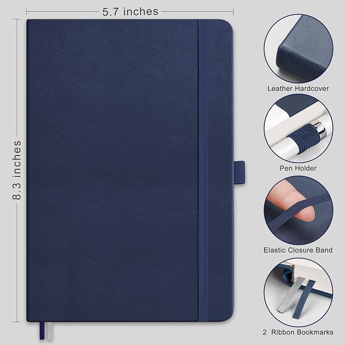 RETTACY Blank Journal Notebook, 192 Pages, A5 Medium Size | Leather Hardcover - Image 2