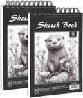 CONDA 5.5 x 8.5 Sketchbook Book, Top Spiral Bound Sketch Pad, 2 Pack, 80 Sheets by CONDA
