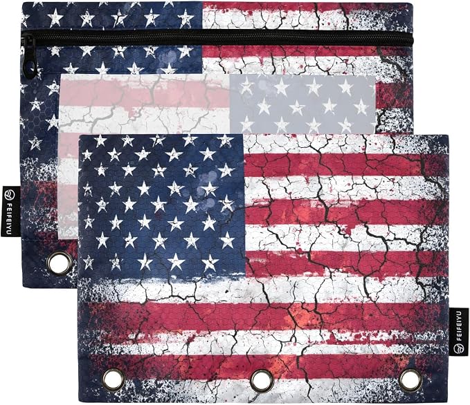Retro American Flag Pencil Pouch by BOENLE-WELCOMEYOURCOMING