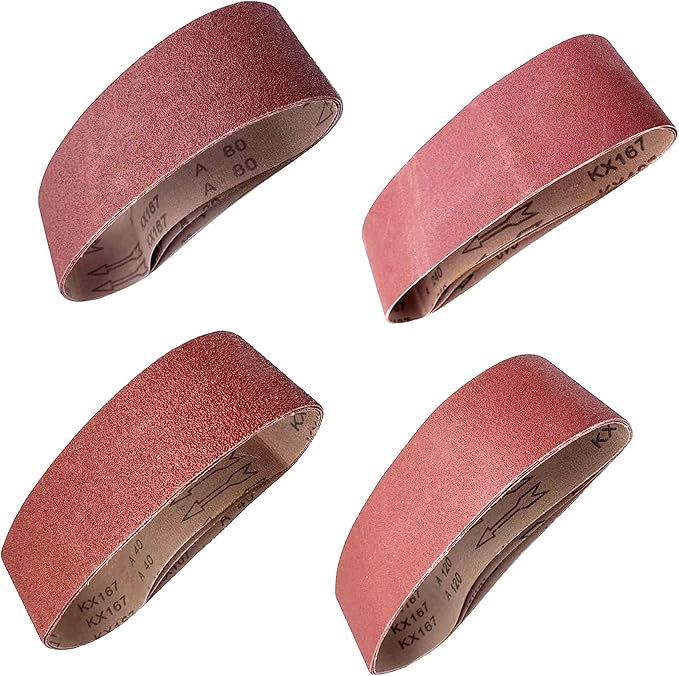 24 Pcs 3x18-Inch Aluminum Oxide Sanding Belts,6 Each of 40 80 120 240 Grits,for Belt Sander