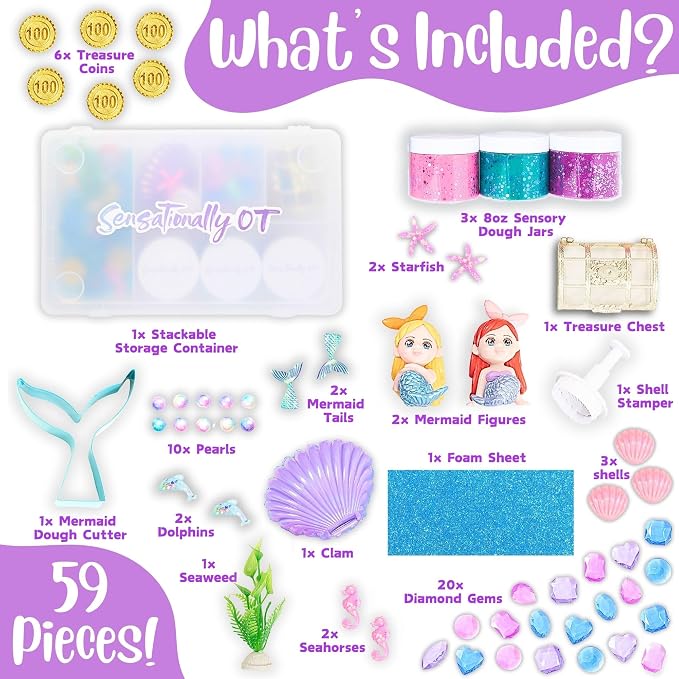 Sensationally OT Mermaid Sensory Dough Kit Non-Toxic Dough - Image 3