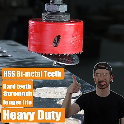 9-27/32” HSS Bi Metal Hole Saw Cutter with Arbor Heavy Duty Hole Saw Bit for Wood Drywall Plastic Aluminum Mild Steel Iron Metal Stainless Steel
