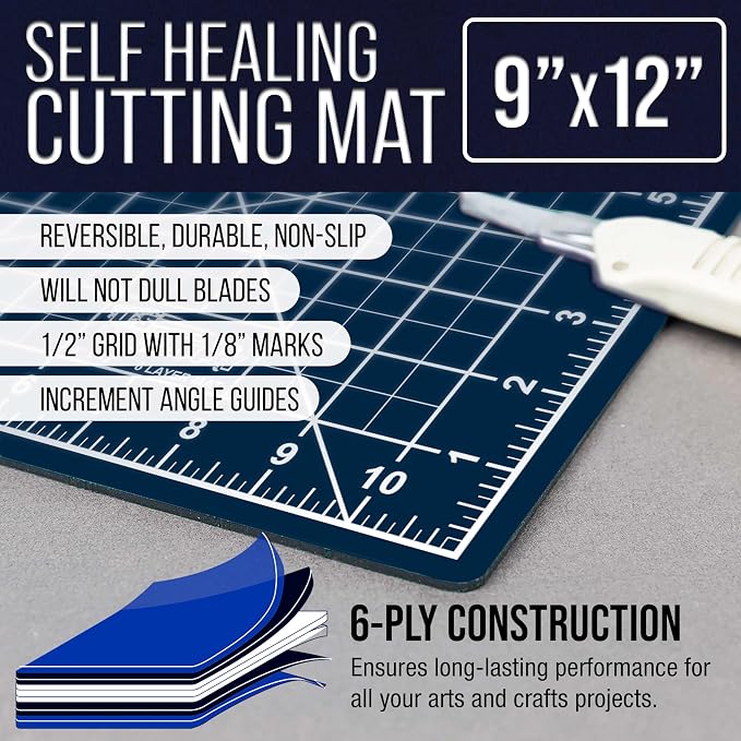 U.S. Art Supply 9" x 12" Self-Healing Cutting Mat 5-Ply - Image 2