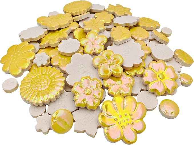 500g/1.1lb Ceramic Mosaic Tiles Mixed Shapes of Flowers, Mushrooms - Image 9
