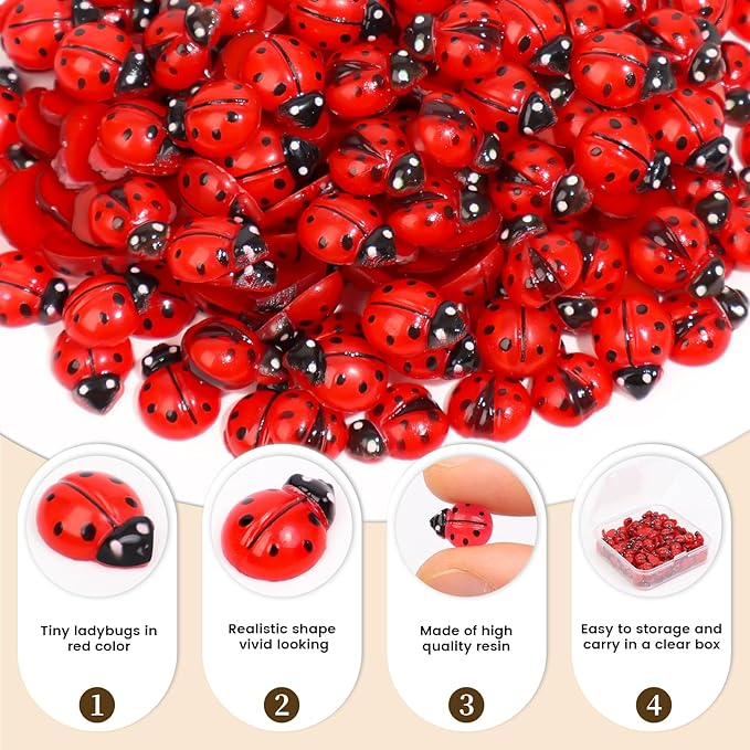 300pcs Mini Resin Ladybug Decor Tiny Ladybug - Image 4