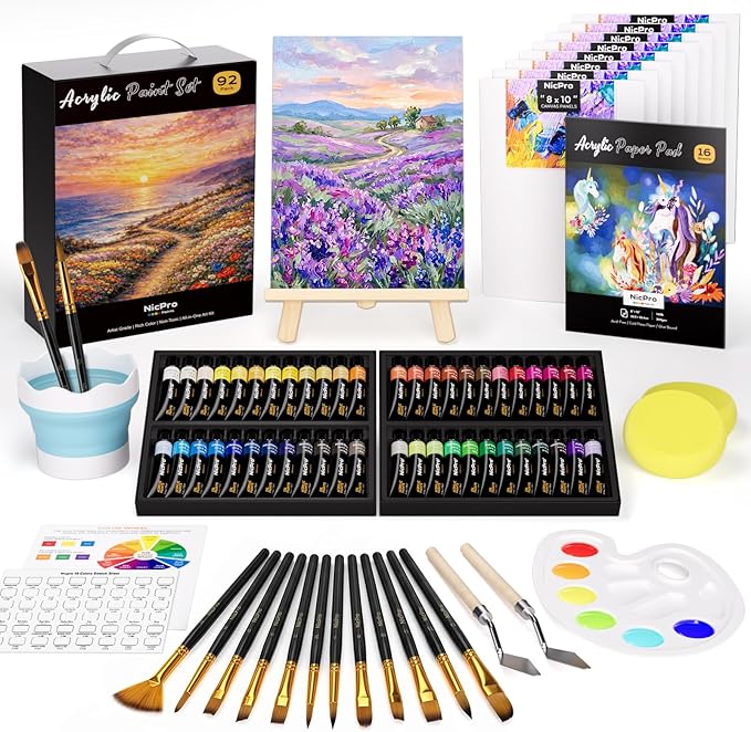 Nicpro 92PCS Acrylic Paint Canvas Set by Nicpro