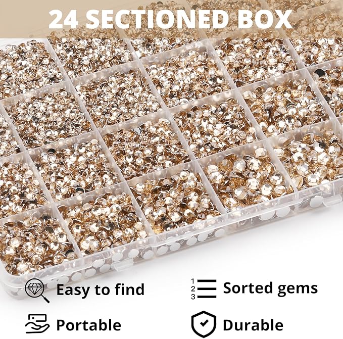 32000Pcs Tan Rhinestones for Bedazzling, 6mm Flatback Gems Bedazzle Set - Image 3