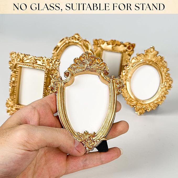 97 Decor Mini Gold Picture Frames, oval and rectangle shapes, - Image 3