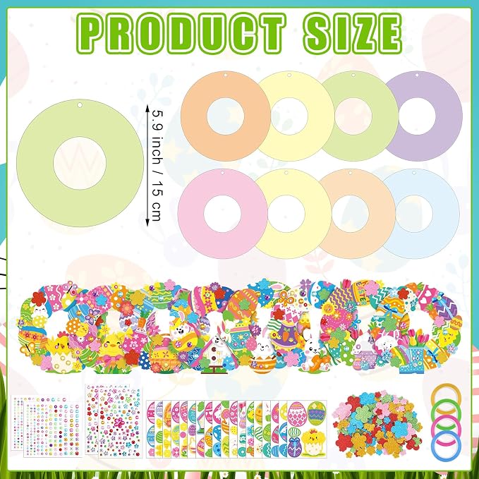 Hollowfly 48 Sets Easter Wreath Craft Kits DIY Wreath Hanging Ornaments Make - Image 3