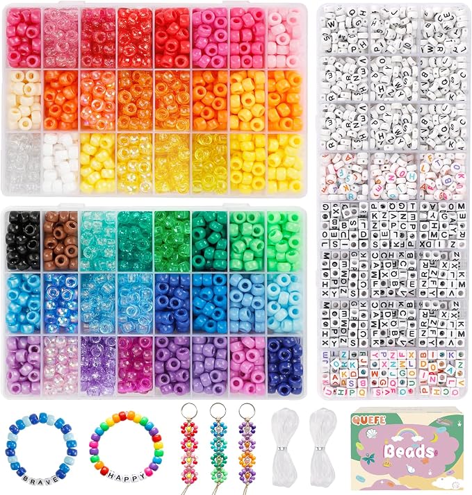 Quefe 48 Colors Bracelet Making Kit Pony Beads 4000pcs Kandi Beads by QUEFE