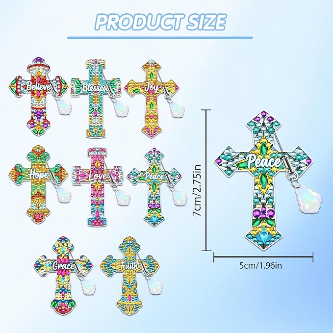 Cross Diamond Art Bookmark Kit: 8 Pcs Christian Bookmarks - Image 3