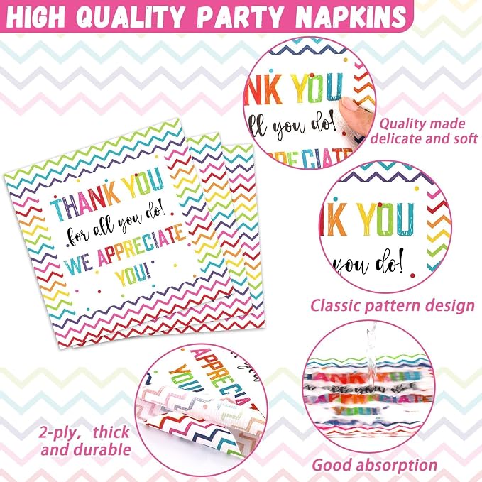 200pcs Thank You Plates Napkins We Appreciate You Party Tableware Set Teacher - Image 4