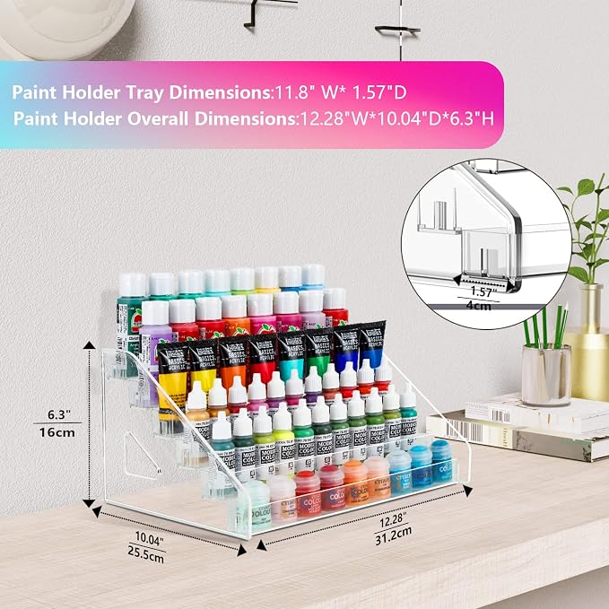 6-Layer Acrylic Organizer with Brush Holder, Easy Assembly Storage Rack - Image 4