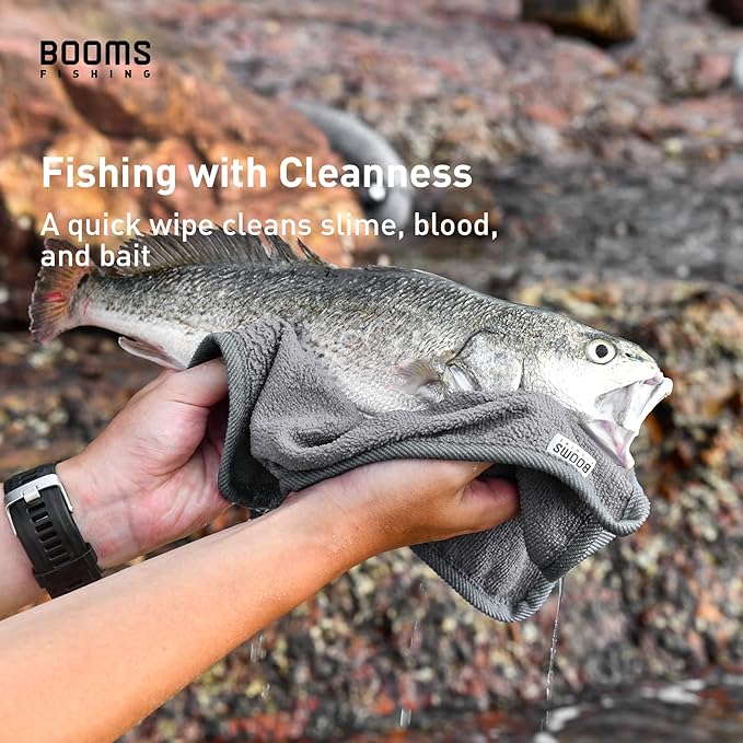 Booms Fishing B0T Microfiber Fishing Towel with Clip, 3 Pack Gray