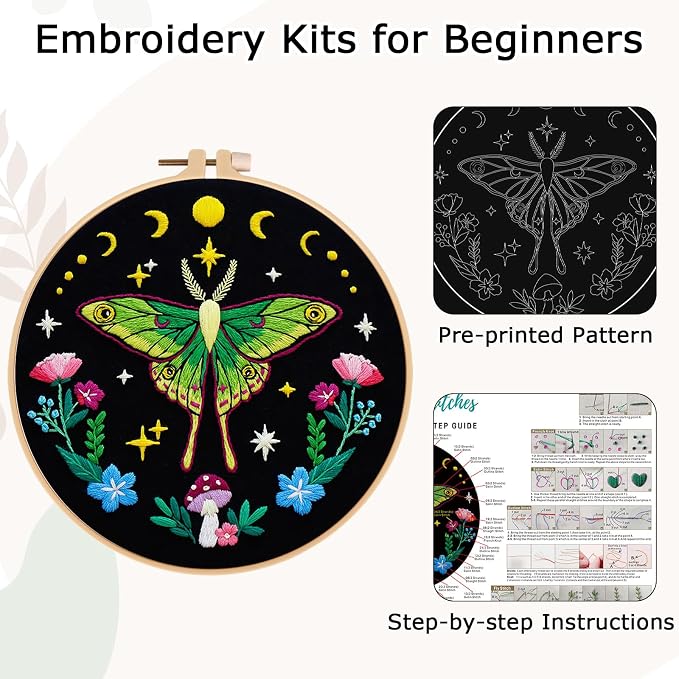 Nuberlic Moth Embroidery Kits for Beginners - Image 5