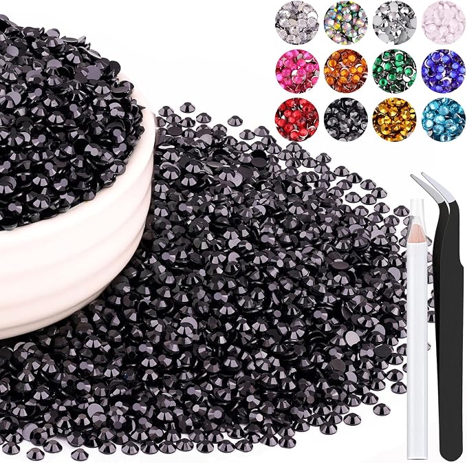 8000PCS 3mm Resin Black Rhinestones Bulk by BELLEBOOST