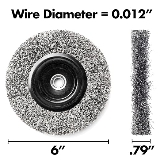 6 Inch Stainless Steel Wire Wheel for Bench Grinder with 1/2-Inch and 5/8-Inch Arbor, .012" Stainless Steel Wire
