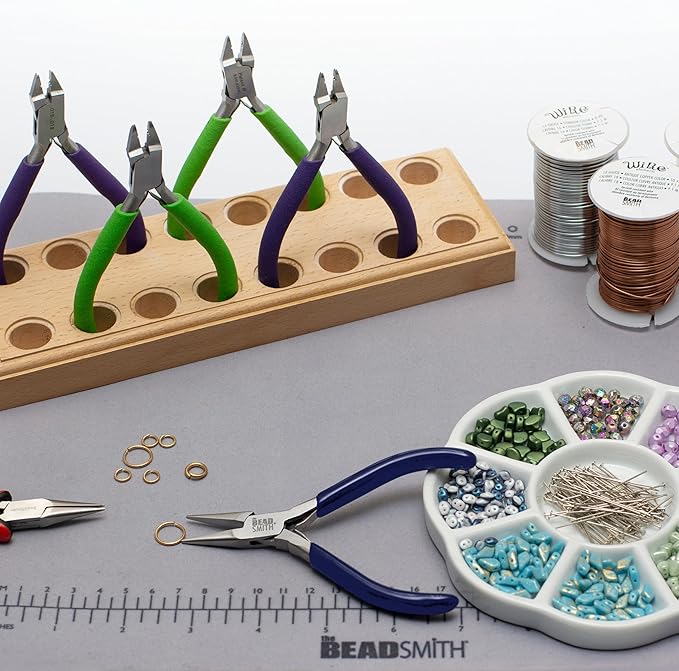 The Beadsmith Chain-Nose Pliers 4-1/2" Long with Fine Tips and Navy Blue Handles, Jewelry Making and Repair Tool