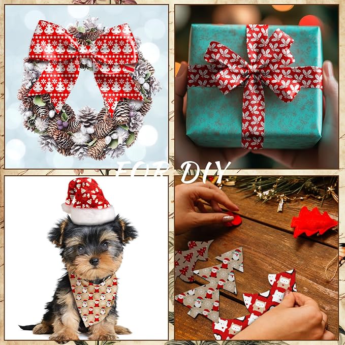 HunnmingRe 20 Pcs 10''x10'' Christmas Hot Cocoa Quilting Fabric Square Santa - Image 5