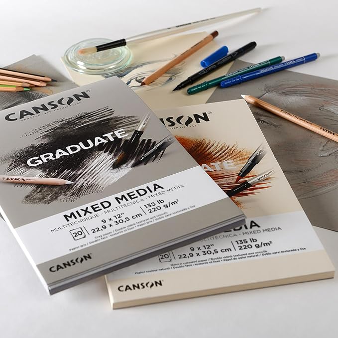 Canson Graduate Grey Toned Mixed Media Pad, 11x14 inch, 20 Sheets | Artist Paper - Image 2