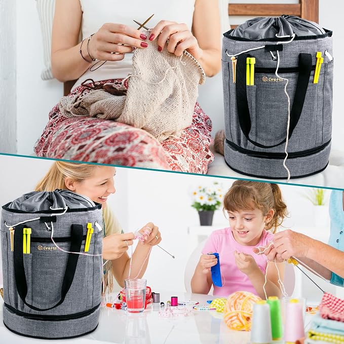 MYBAGZING Expandable Crochet Bag-Knitting Bag Yarn Storage Yarn's Organizer and - Image 6