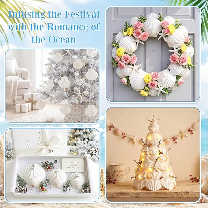 Junkin 40 Pack Natural Scallop Shells and Artificial Starfish - Image 3