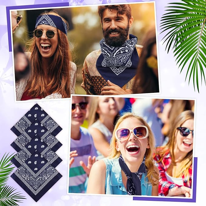 100 Pack Bandanas Unisex Paisley Bandanas Bulk Multi Purpose Cowboy Head Wrap - Image 3