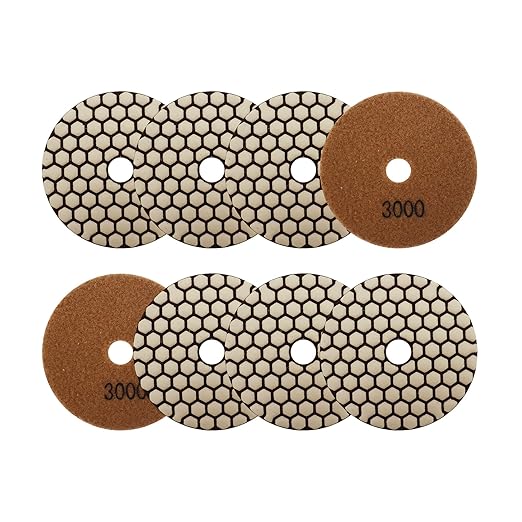 Dry Diamond Polishing Pads 4"/100mm - 8pcs Grit 3000 Polish Pad Kit for Granite Marble Artificial Stone Quartz for Angle Grinder