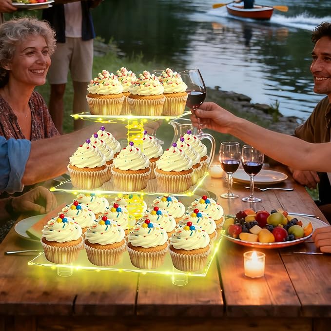 YestBuy 3 Tier Clear Square Cupcake Stand - Image 5