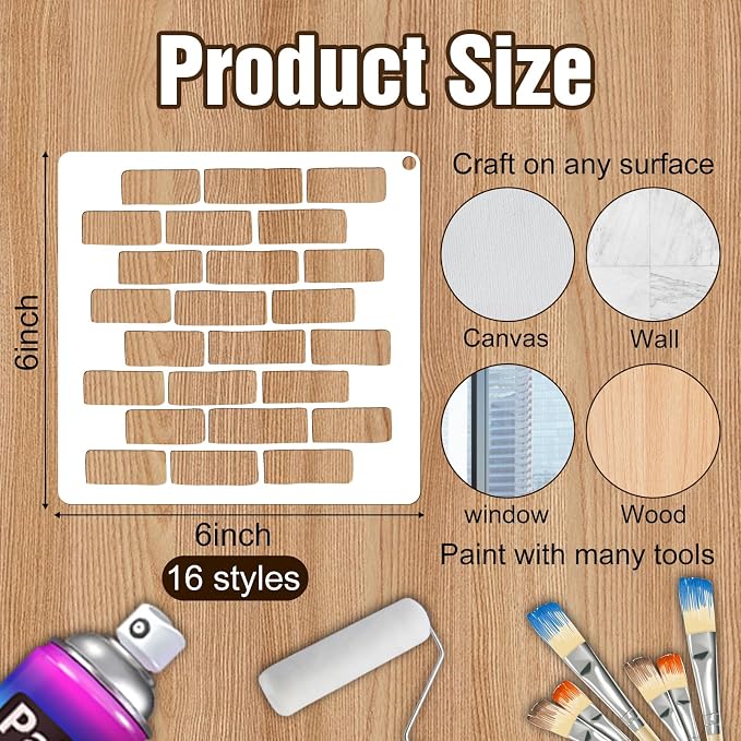 16 Pcs Geometric Stencils, 6x6 Inch Reusable Stencils - Image 5