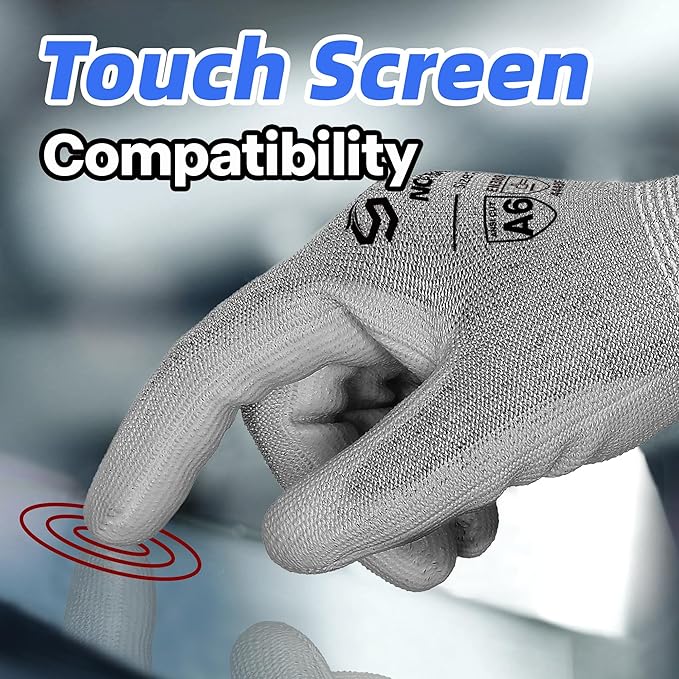 Schwer 12 Pairs ANSI A6 Cut Resistant Gloves CR7120 Cut Proof Work Gloves, Touchscreen, for Men and Women Used for Woodworking, Glass Cutting, Construction, Cargo Handling, Car Repair, M