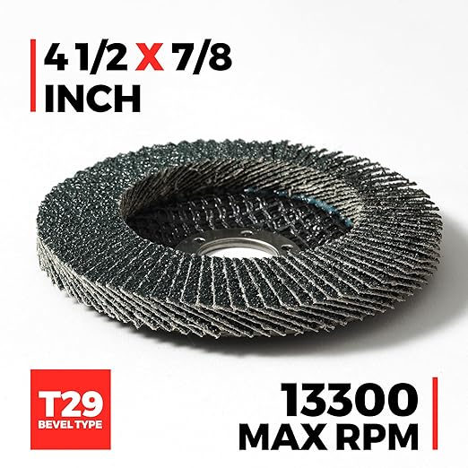 Jumbo Zirconia Flap Discs 4 1/2 for Angle Grinder, 40/60/80/120 Grit 4.5" x 7/8" High Density Type 29 Arbor Grinding Wheels for Wood Finishing, Rust Removal, Metal Sanding - 10 Pack