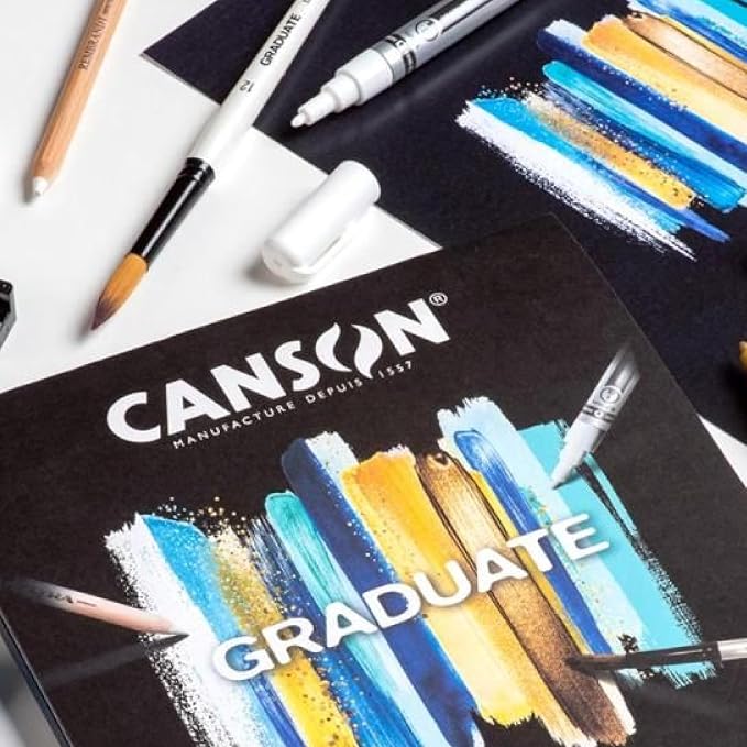 Canson Graduate Black Mixed Media Pad, 9x12 inches, 12 Sheets - Image 2