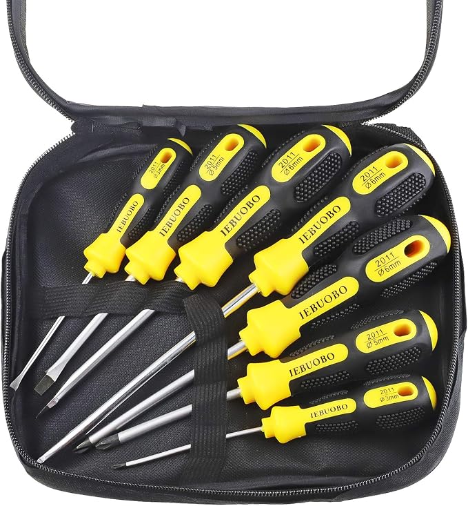 Magnetic Screwdriver Set 7 PCS, 3 Phillips and 4 Flat Head Precision Screwdriver, Professional Cushion Grip and Non-Slip for Repair Home Improvement Craft, Yellow