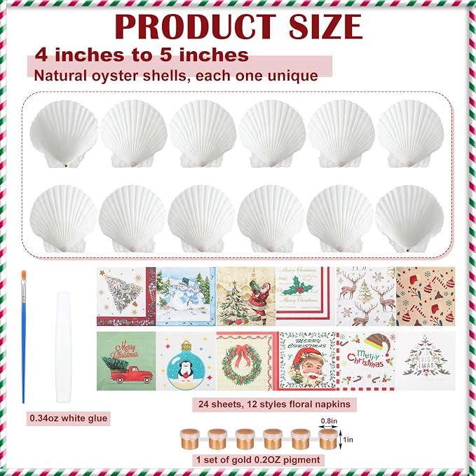 Halloscume 12 Set Christmas Scallop Shells - Image 2