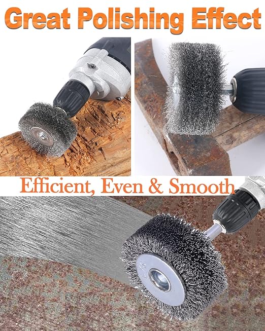 2 Inch Wire Wheel Brush Wire Wheel Brush for Drill Attachment,Rocaris 4 Pack Heavy Duty Wire Brushes Removal Paint Rust & Corrosion, 0.0118" Carbon Steel Wire, 1/4in Shank, 20000RPM