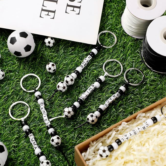 Landical 564 Pcs Soccer Keychain Making Kit DIY Soccer Bead Key Chain Craft - Image 3