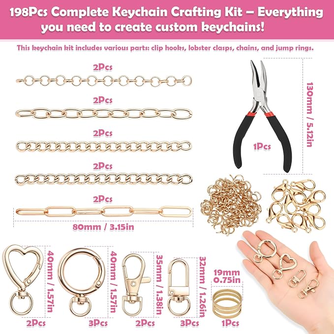 selizo 198Pcs Charms Lip Gloss Keychain Making Kit, DIY Craft Supplies - Image 3