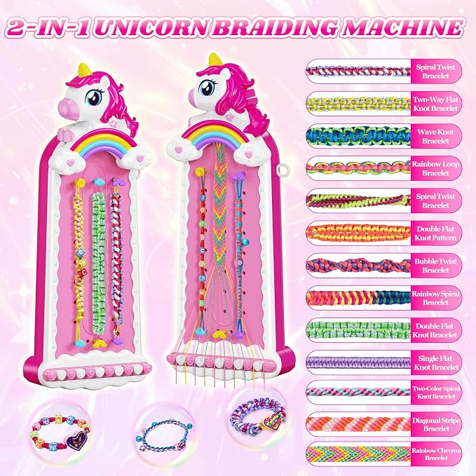 Unicorn Toys for Girls Age 4-6 6-8 8-12, 2-in-1 Friendship Bracelet Making Kit - Image 2