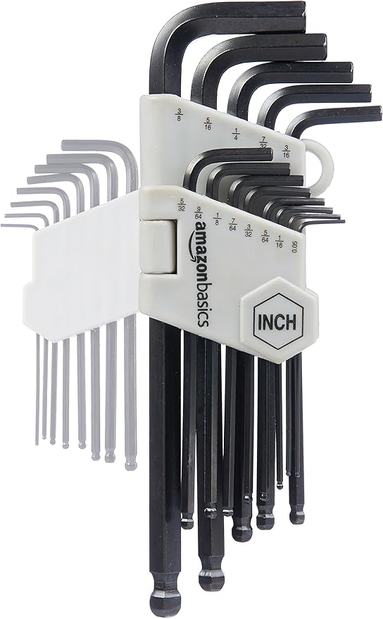 Amazon Basics Hex Key Allen Wrench, Long Arm, Metric and Standard Sizes, 26-Piece