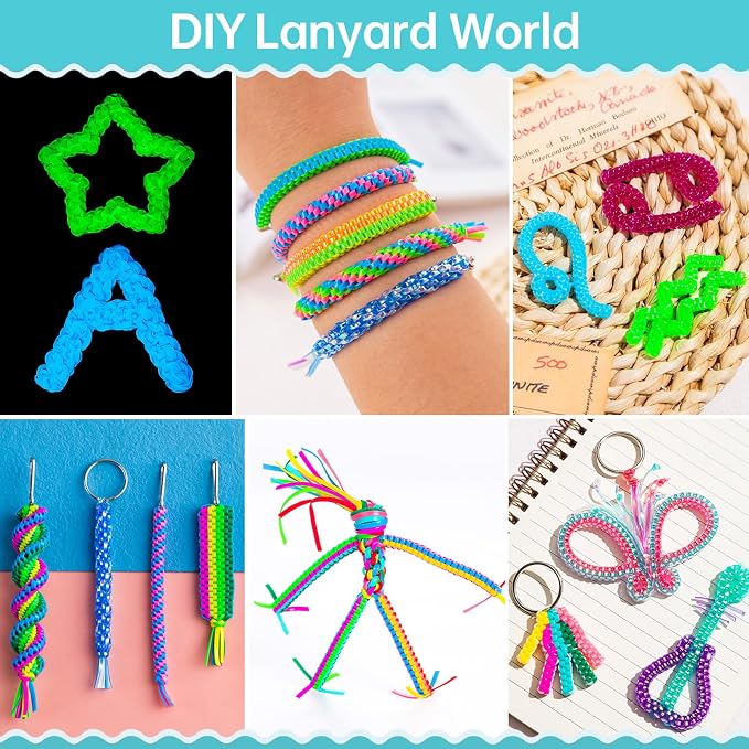 Lanyard String, 20 Rolls Gimp String, Plastic Strings Lacing Cord, Boondoggle - Image 5