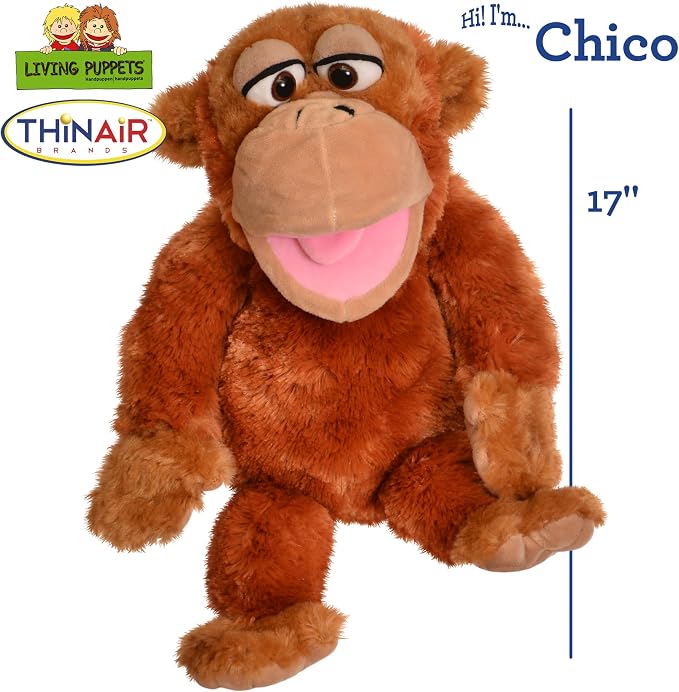 Playful Minds – Living Puppets Chico Monkey Hand Puppet – 17” Plush Animal - Image 2