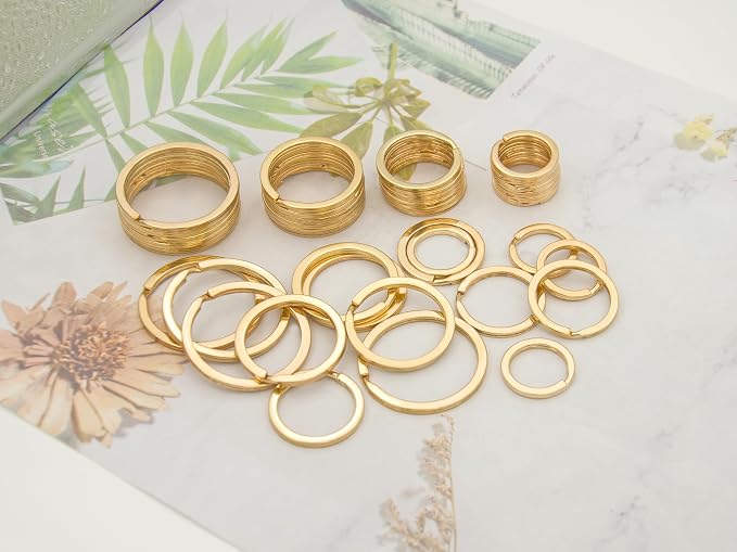 40 Pack Key Ring Keychain Mix 4 Sizes Golden Metal Flat Split Key Chains Rings - Image 5